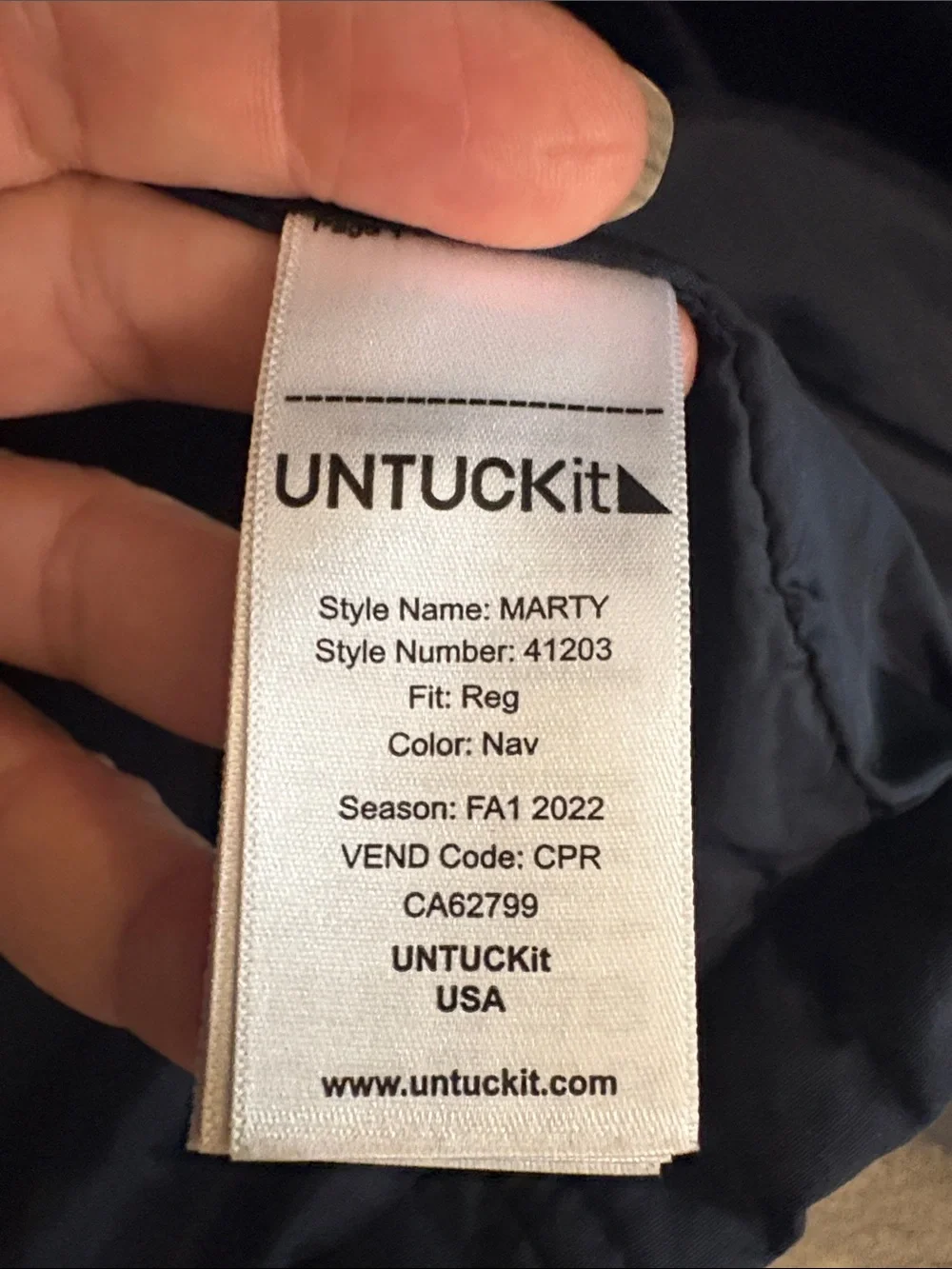 UNTUCKit Marty Quilted City Jacket Navy Blue Men’s Size Large